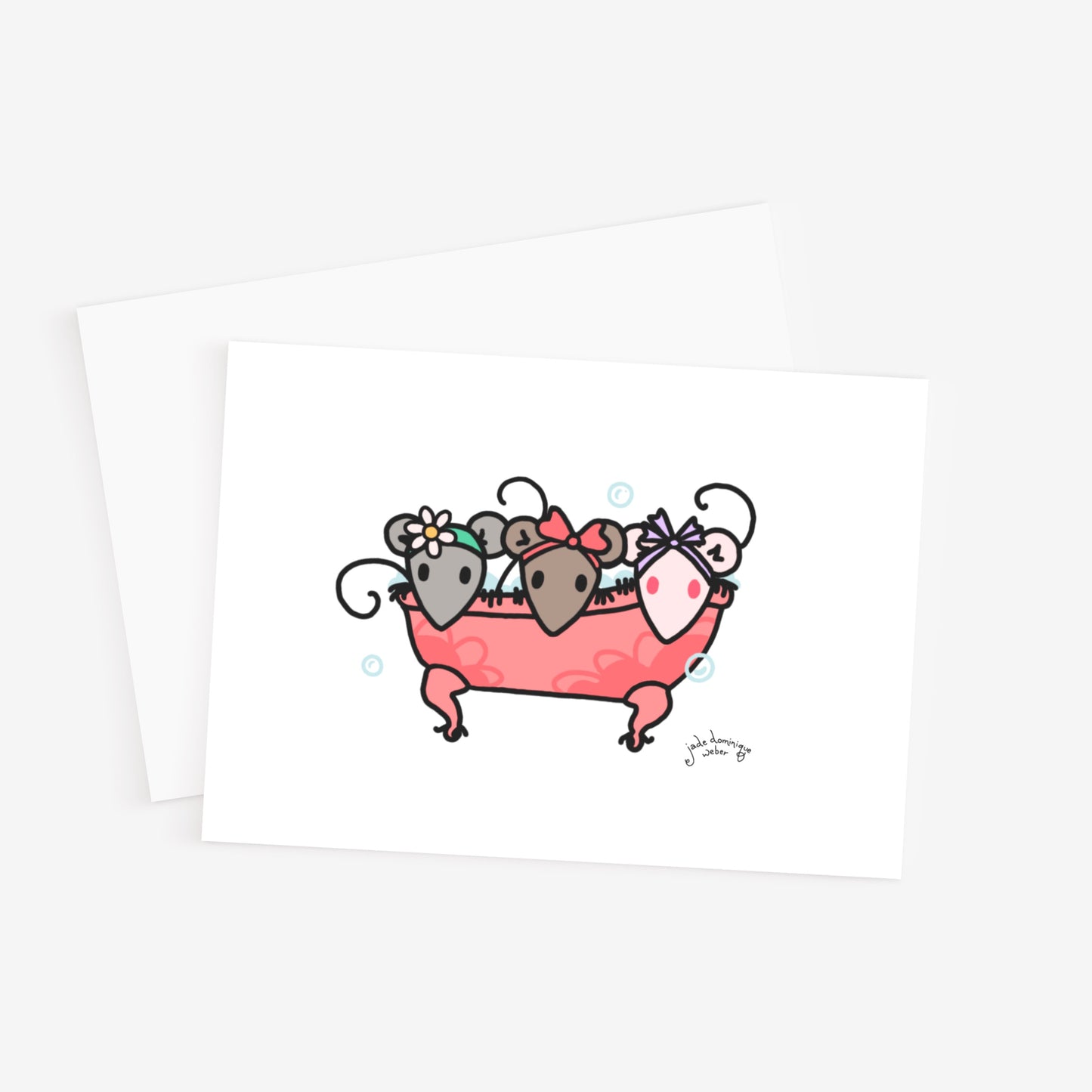 Bathtub Mice 5x7 greeting card