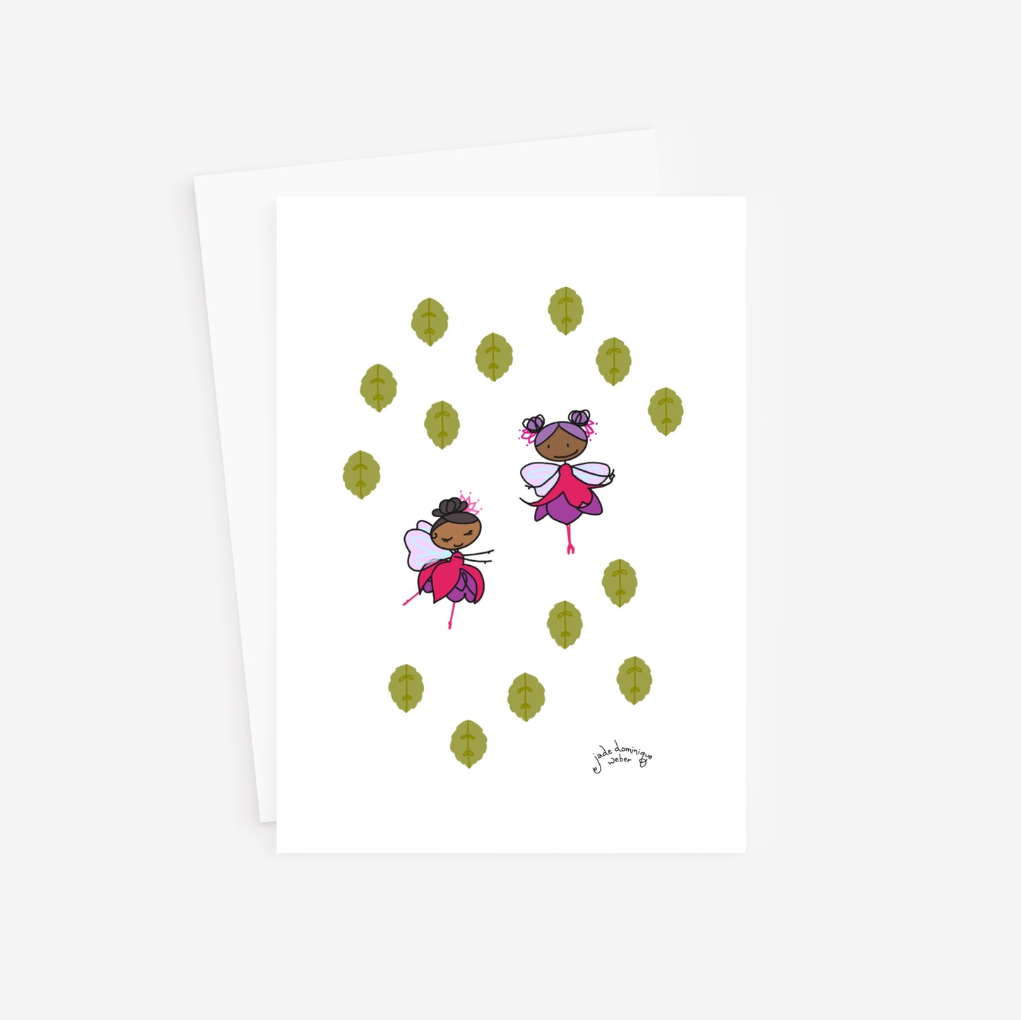 Fuschia Faeries 5x7 greeting card