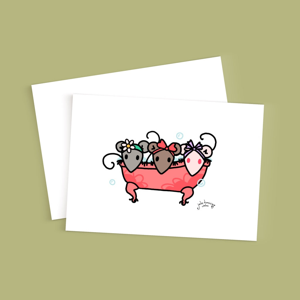 Bathtub Mice 5x7 greeting card