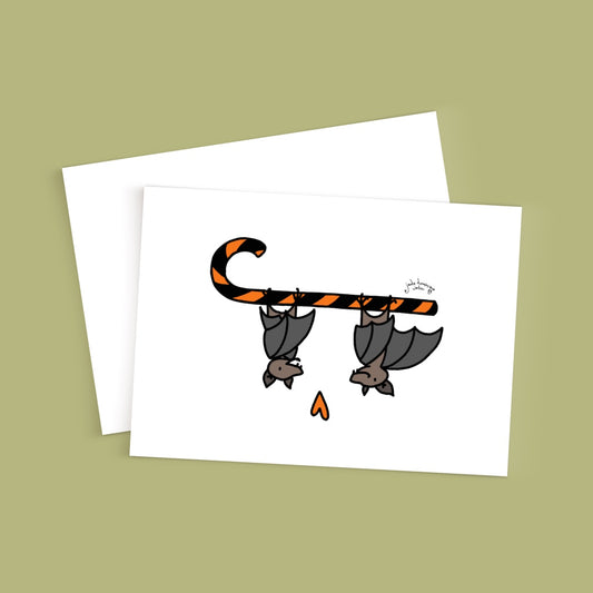 Candy Cane Bats 5x7 greeting card